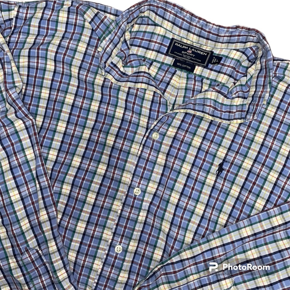 Ralph Lauren Sport Plaid Multi Color Men's Button Down Dress Shirt Size L - Picture 2 of 9